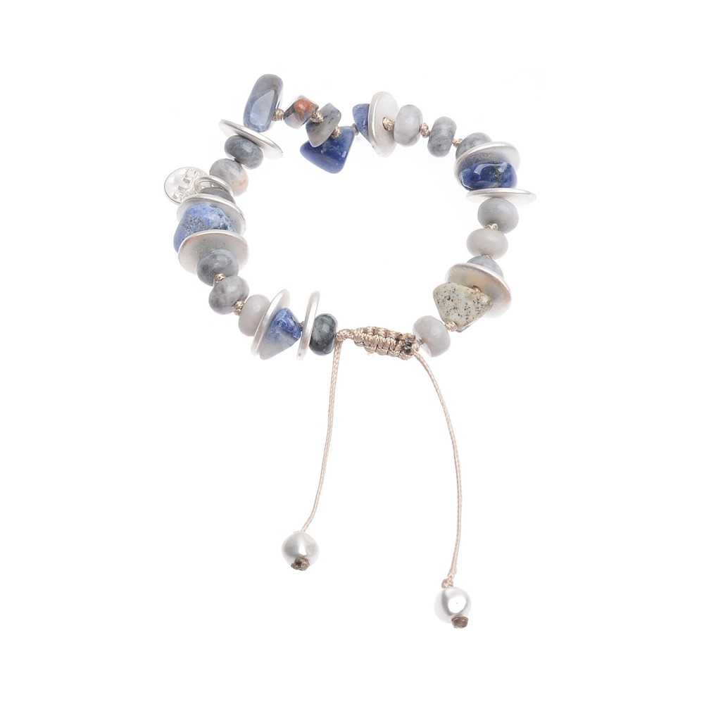 MACRAMÉ BRACELET WITH STONE METAL BEADS