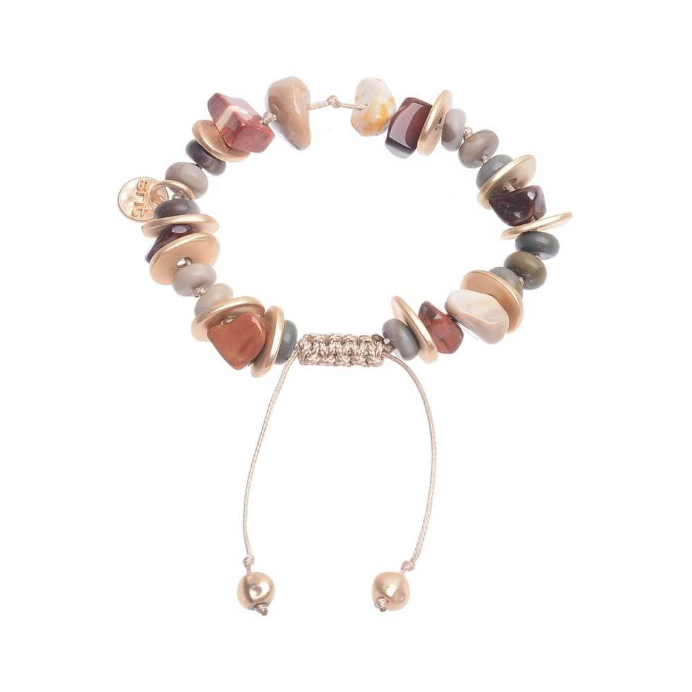 MACRAMÉ BRACELET WITH STONE METAL BEADS