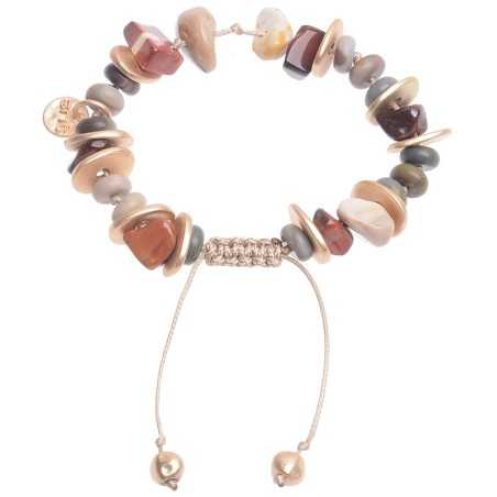 MACRAMÉ BRACELET WITH STONE METAL BEADS