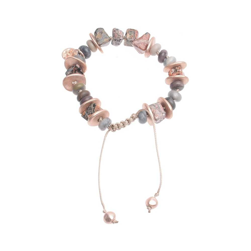 MACRAMÉ BRACELET WITH STONE METAL BEADS