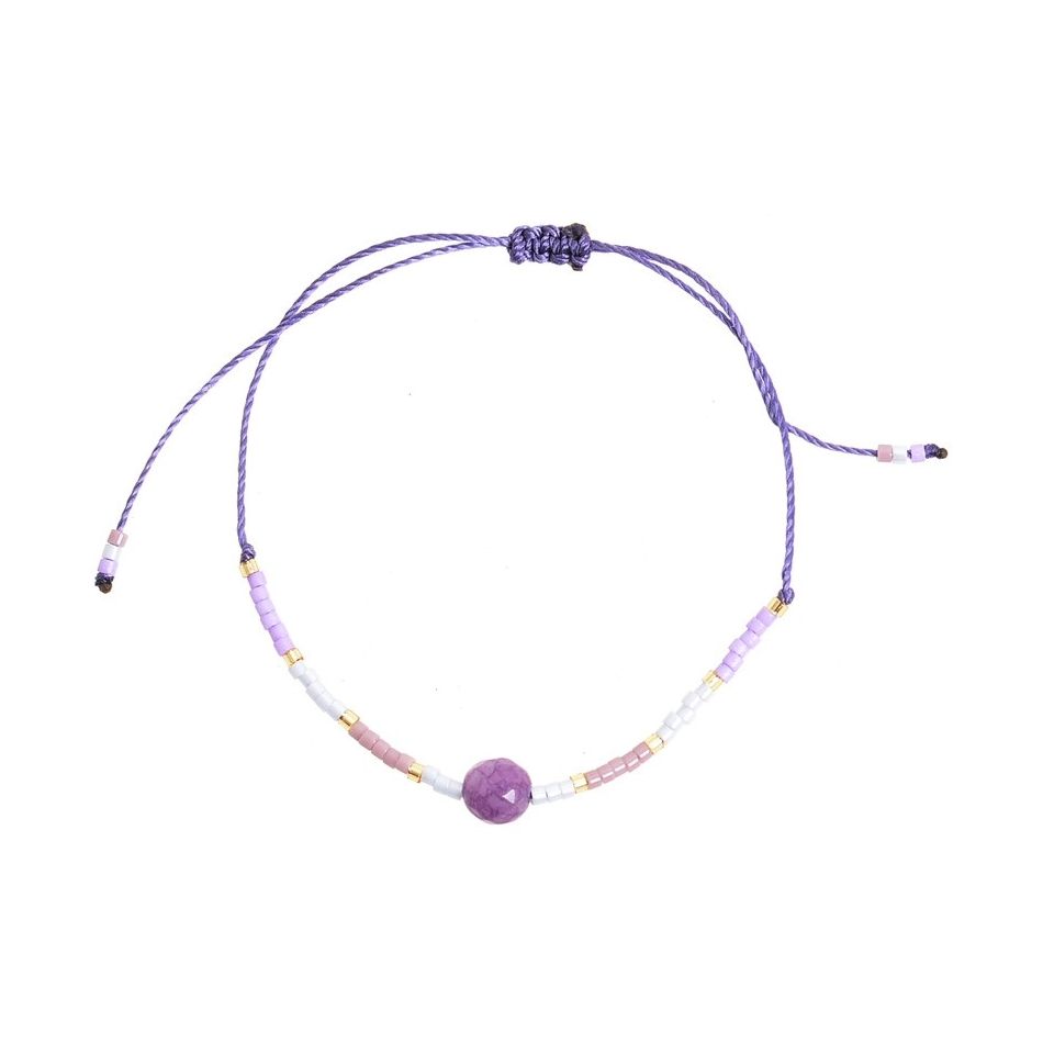 PULSERA  MACRAMÉ ABALORIOS PIEDRA