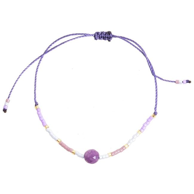 PULSERA  MACRAMÉ ABALORIOS PIEDRA
