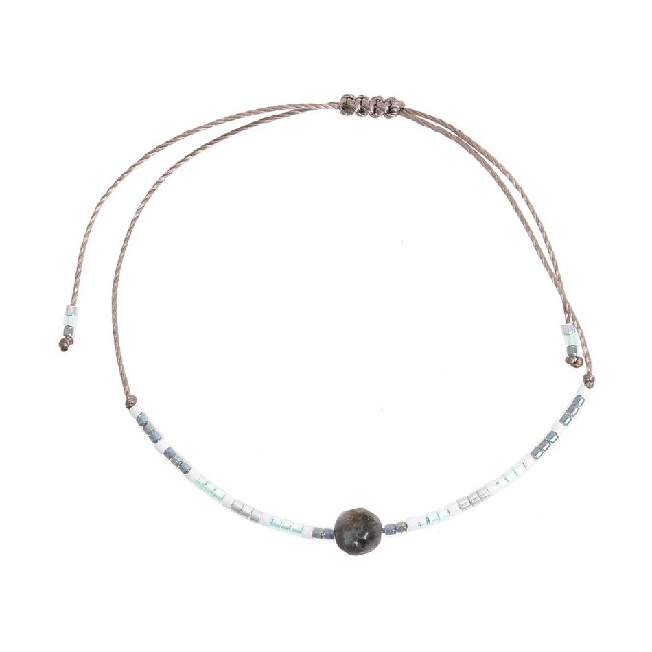 PULSERA  MACRAMÉ ABALORIOS PIEDRA