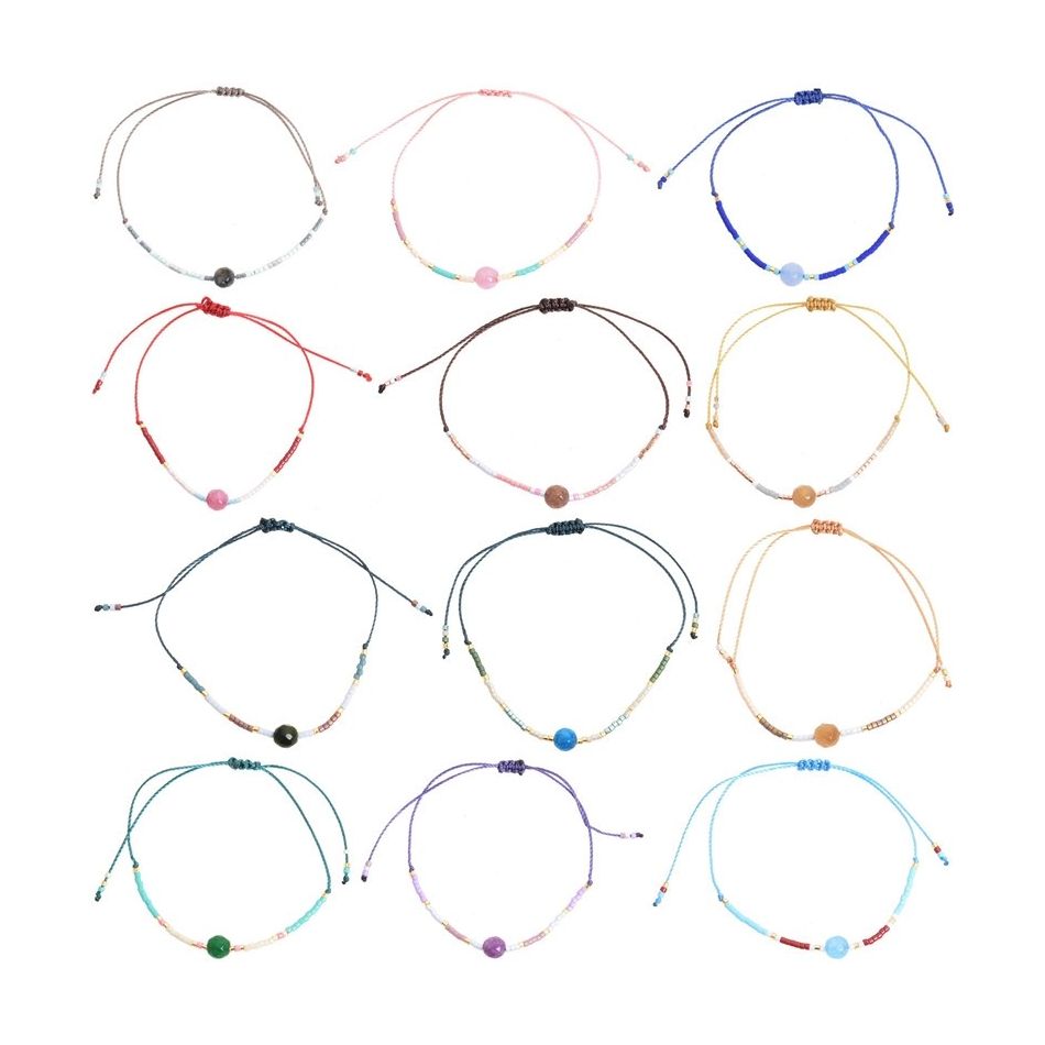 PULSERA  MACRAMÉ ABALORIOS PIEDRA