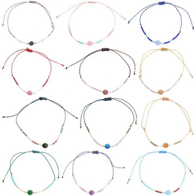 PULSERA  MACRAMÉ ABALORIOS PIEDRA