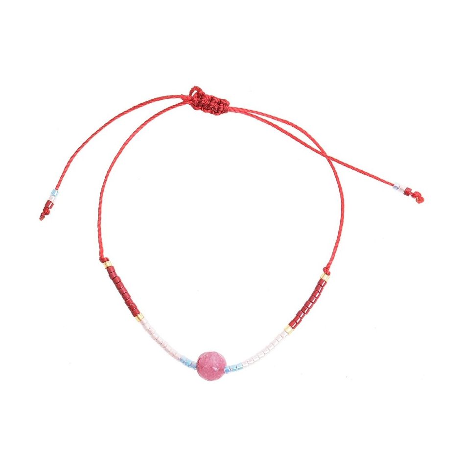 PULSERA  MACRAMÉ ABALORIOS PIEDRA