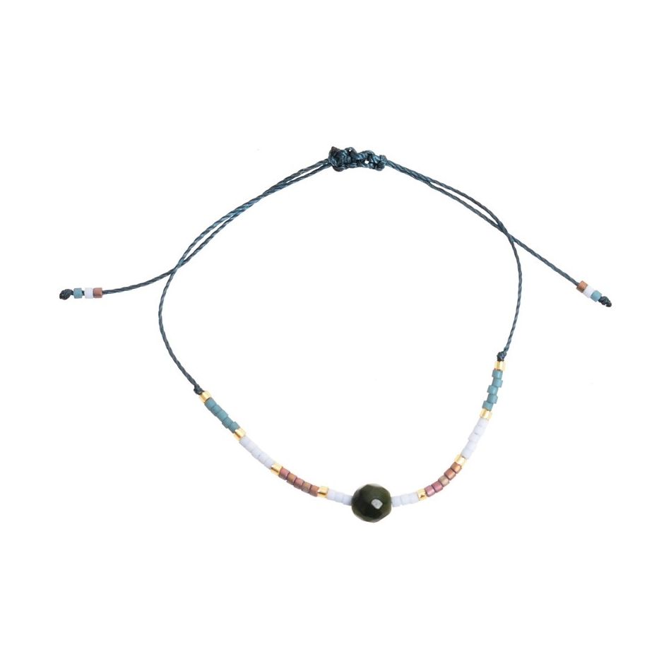 PULSERA  MACRAMÉ ABALORIOS PIEDRA