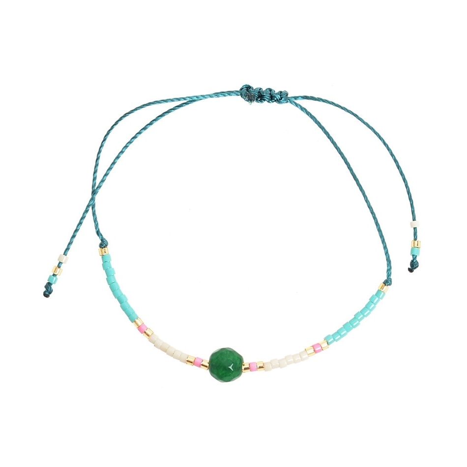 PULSERA  MACRAMÉ ABALORIOS PIEDRA