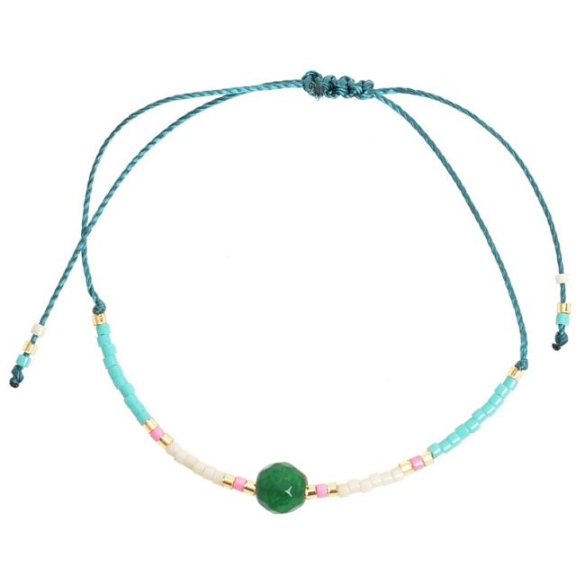 PULSERA  MACRAMÉ ABALORIOS PIEDRA