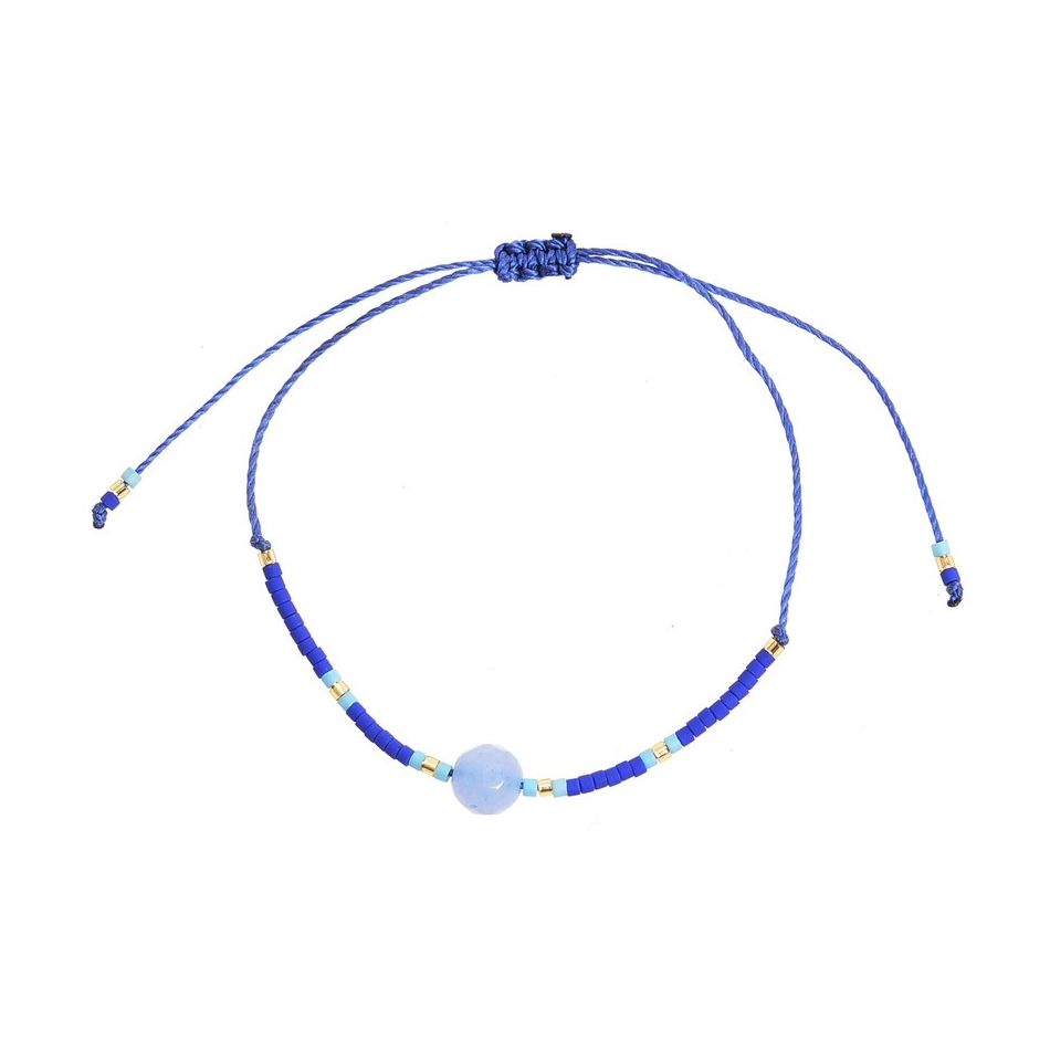 PULSERA  MACRAMÉ ABALORIOS PIEDRA