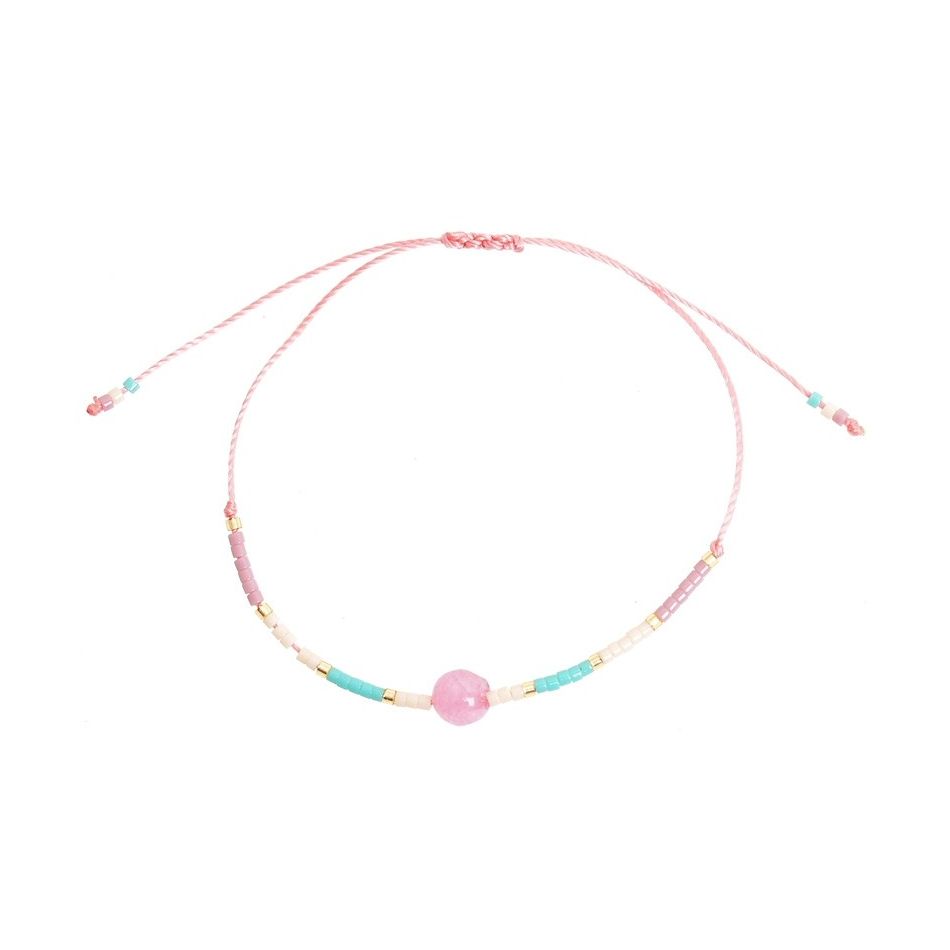 PULSERA  MACRAMÉ ABALORIOS PIEDRA