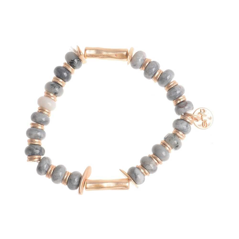 MACRAMÉ BRACELET WITH STONE METAL BEADS