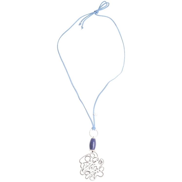 METAL STONE LONG PENDANT NECKLACE