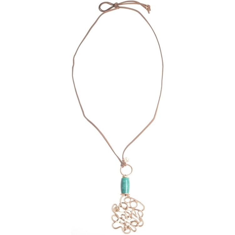METAL STONE LONG PENDANT NECKLACE 2