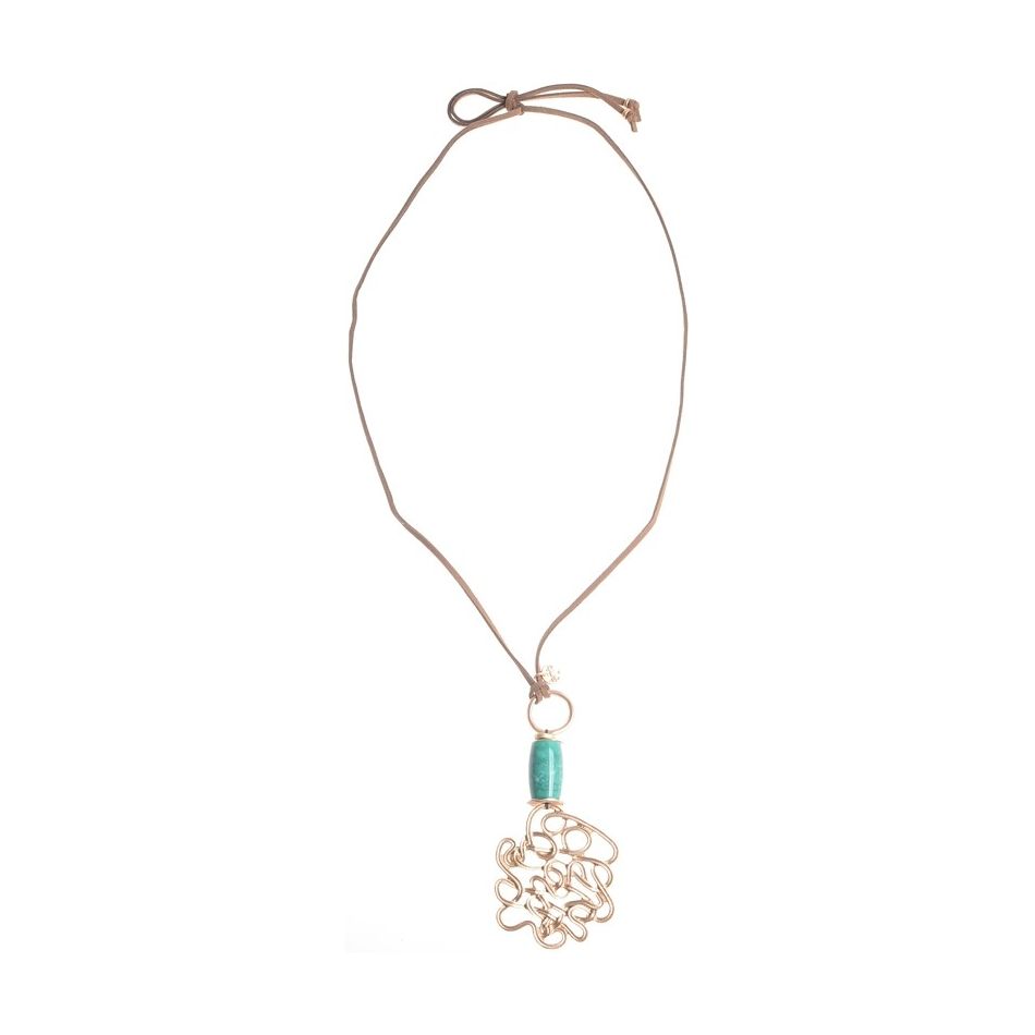 COLLAR LARGO COLGANTE PIEDRA METAL