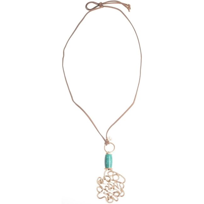 COLLAR LARGO COLGANTE PIEDRA METAL