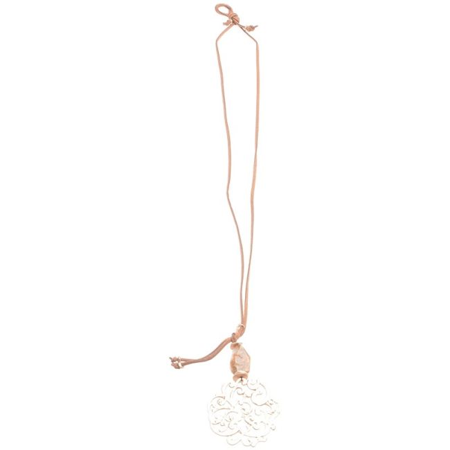 COLLAR LARGO COLGANTE PIEDRA METAL CALADO