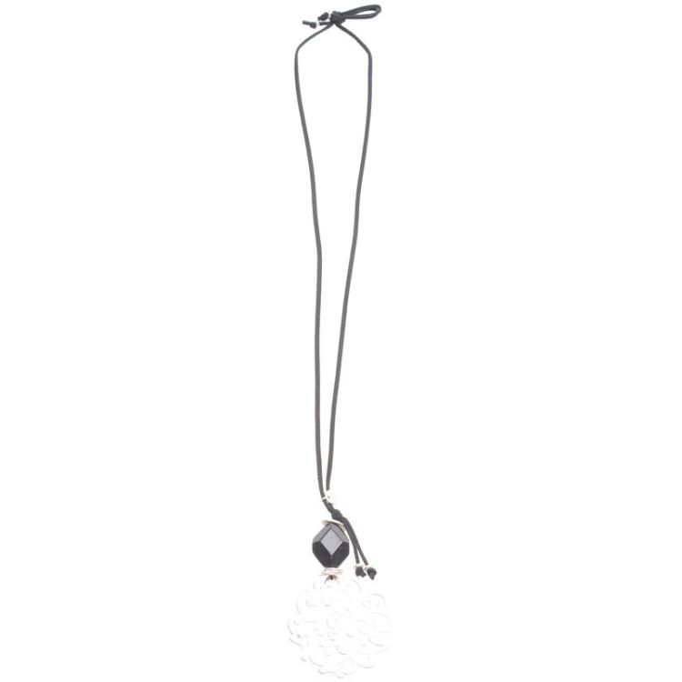 LONG NECKLACE STONE PENDANT METAL OPENWORK 2