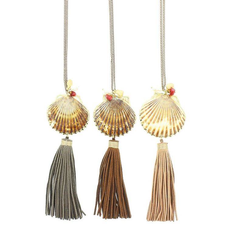 FRINGED SHELL LONG NECKLACE 2
