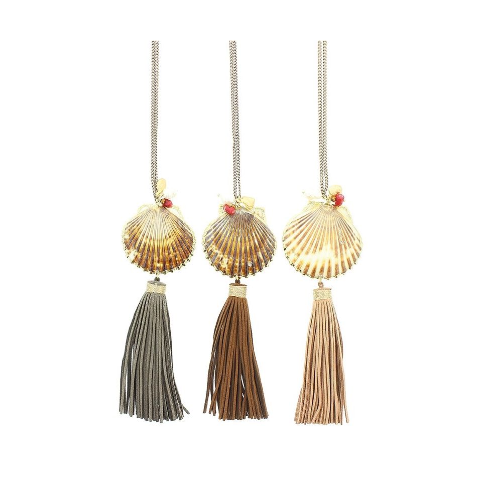 FRINGED SHELL LONG NECKLACE