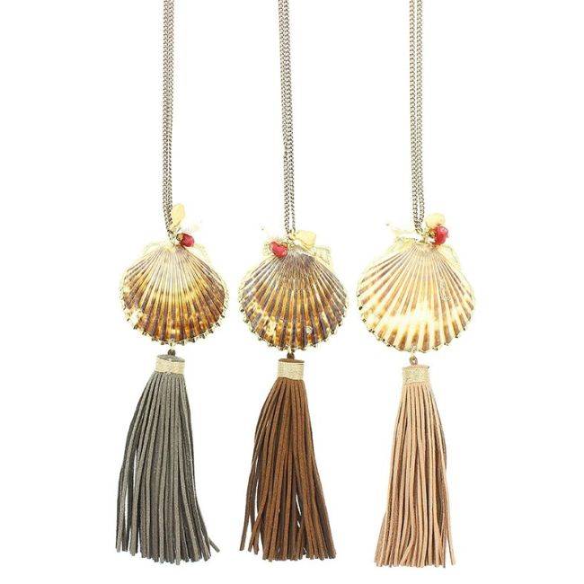 FRINGED SHELL LONG NECKLACE