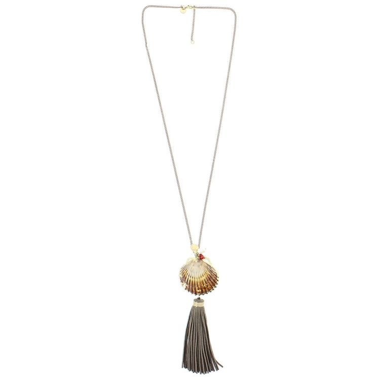 FRINGED SHELL LONG NECKLACE