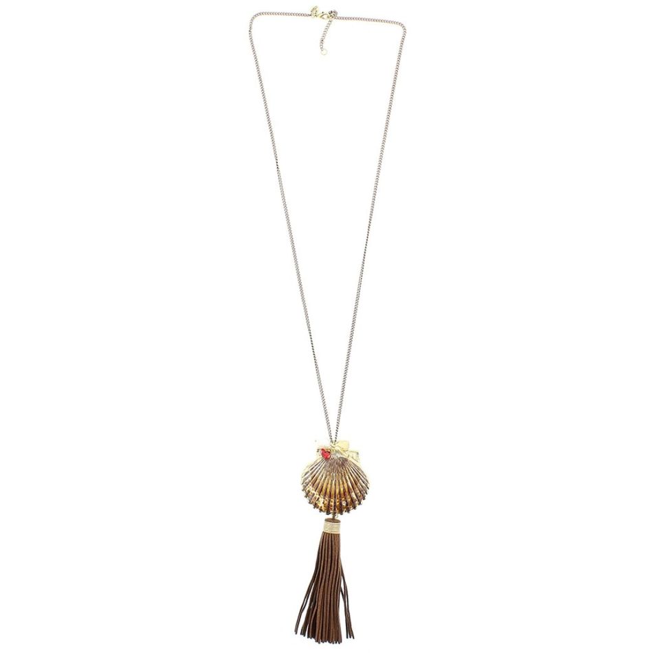 FRINGED SHELL LONG NECKLACE