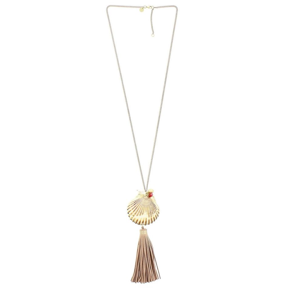 FRINGED SHELL LONG NECKLACE