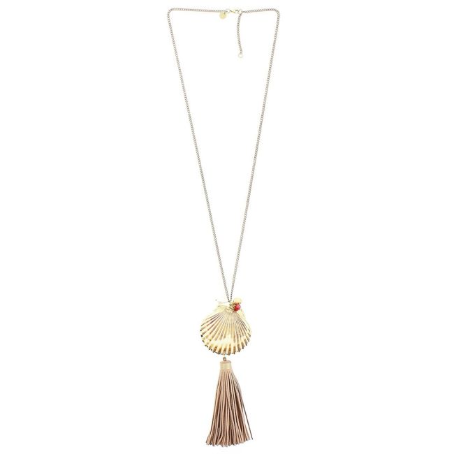 FRINGED SHELL LONG NECKLACE