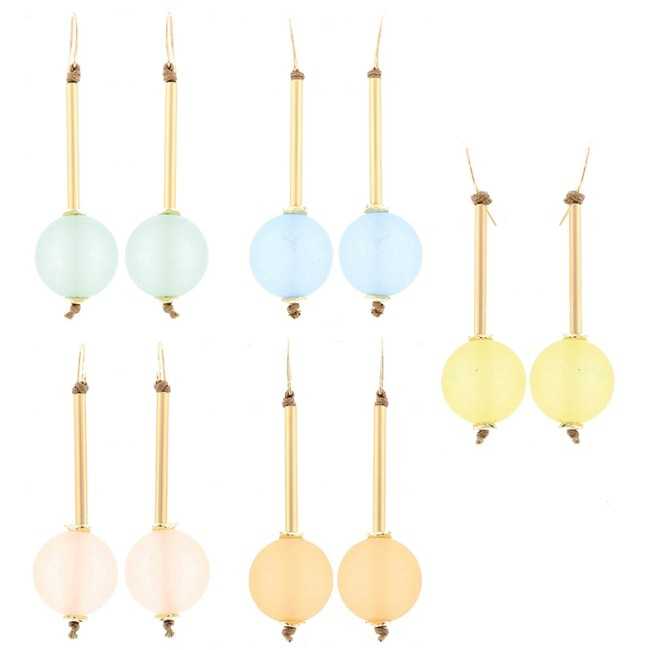 MATT RESIN BALL HANGING EARRINGS