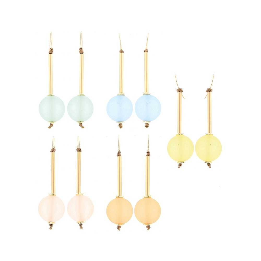 MATT RESIN BALL HANGING EARRINGS