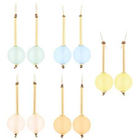 MATT RESIN BALL HANGING EARRINGS