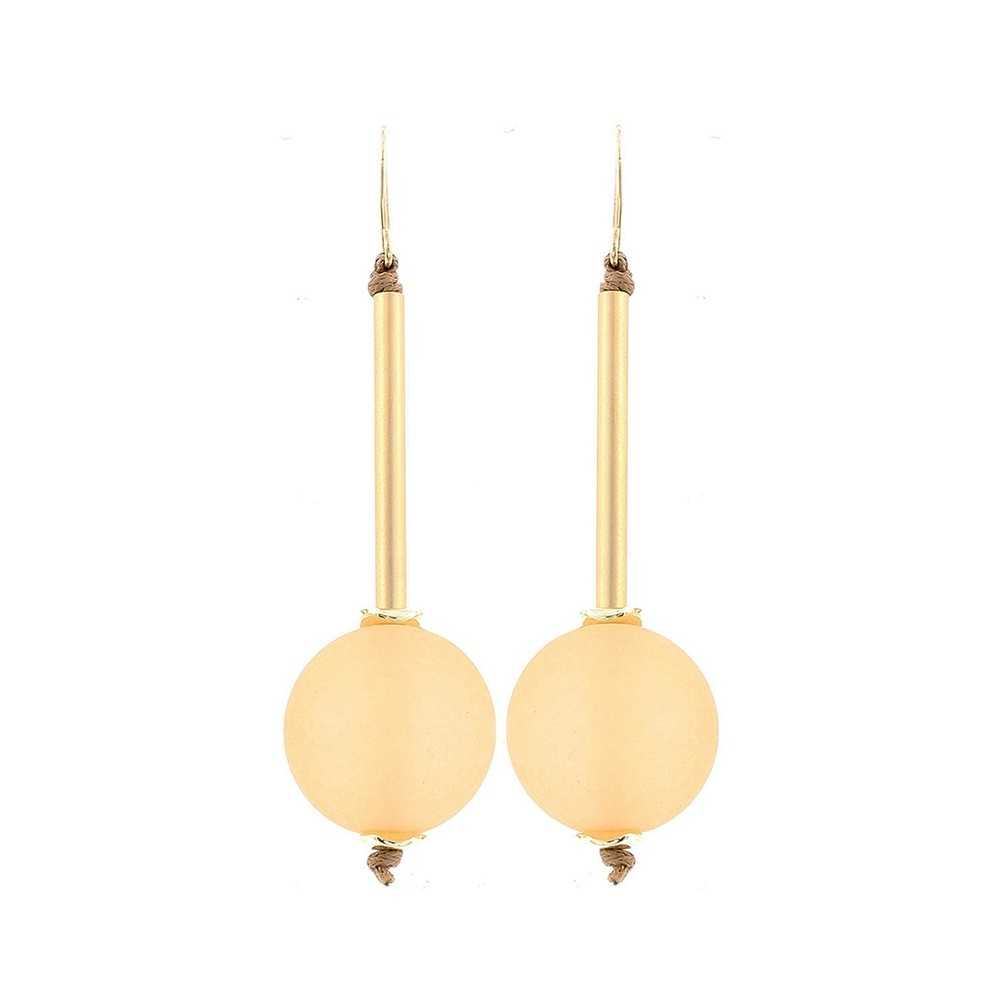 MATT RESIN BALL HANGING EARRINGS