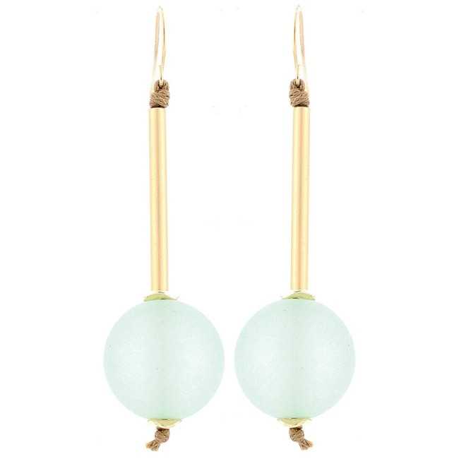 MATT RESIN BALL HANGING EARRINGS