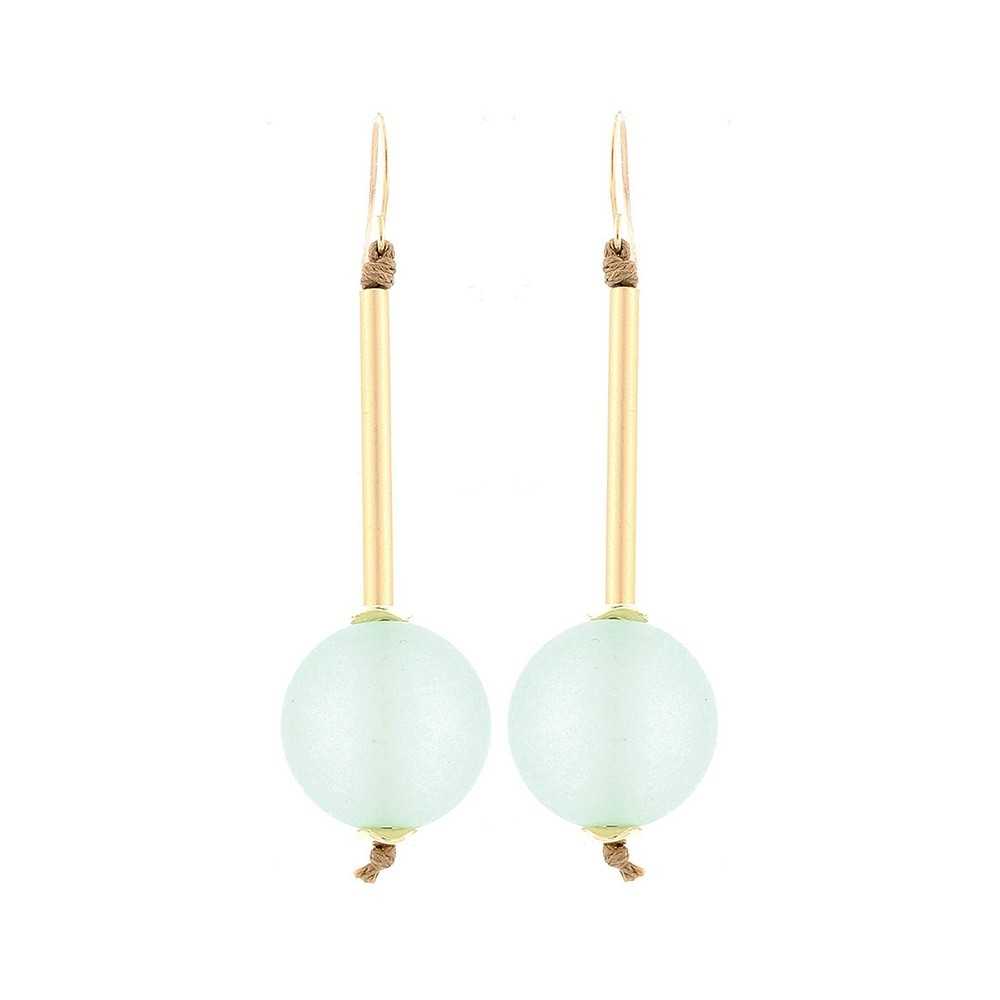 MATT RESIN BALL HANGING EARRINGS