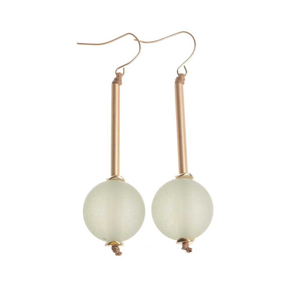 MATT RESIN BALL HANGING EARRINGS