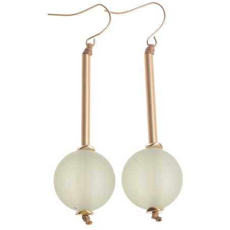 MATT RESIN BALL HANGING EARRINGS