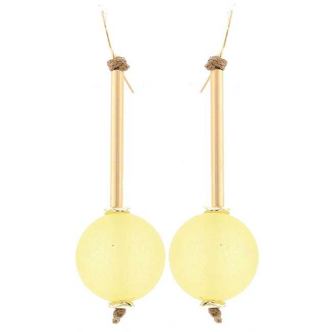 MATT RESIN BALL HANGING EARRINGS