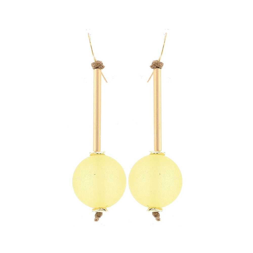 MATT RESIN BALL HANGING EARRINGS