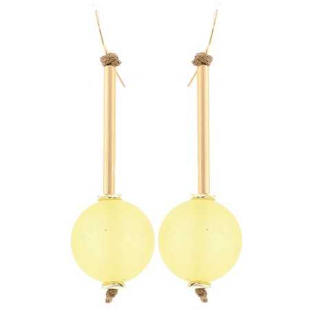 MATT RESIN BALL HANGING EARRINGS