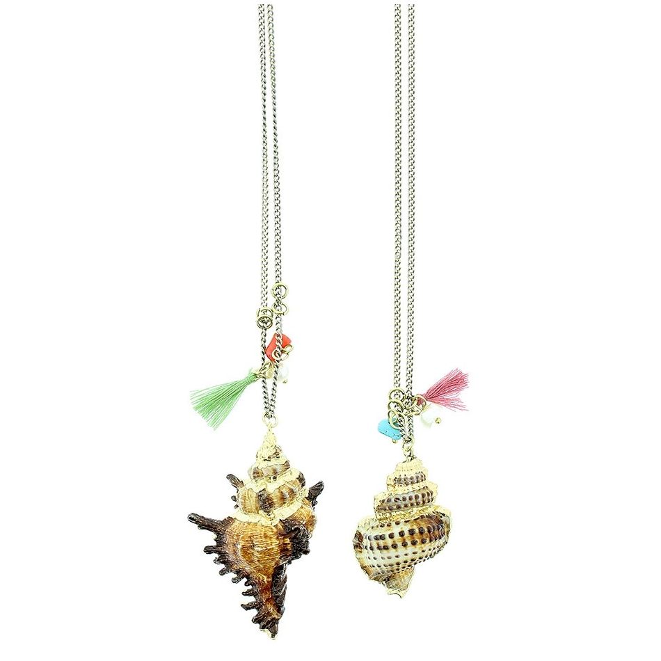LONG METAL NECKLACE CONCH PENDANT