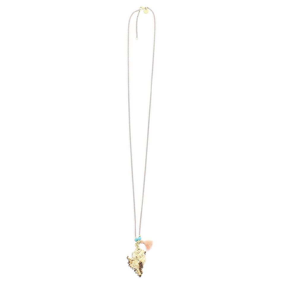 LONG METAL NECKLACE CONCH PENDANT