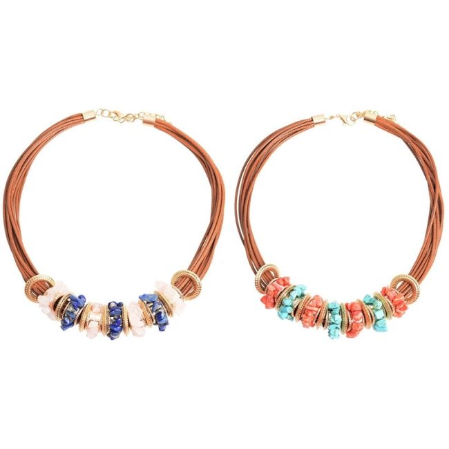 SHORT NECKLACE BEADS RINGS STONES