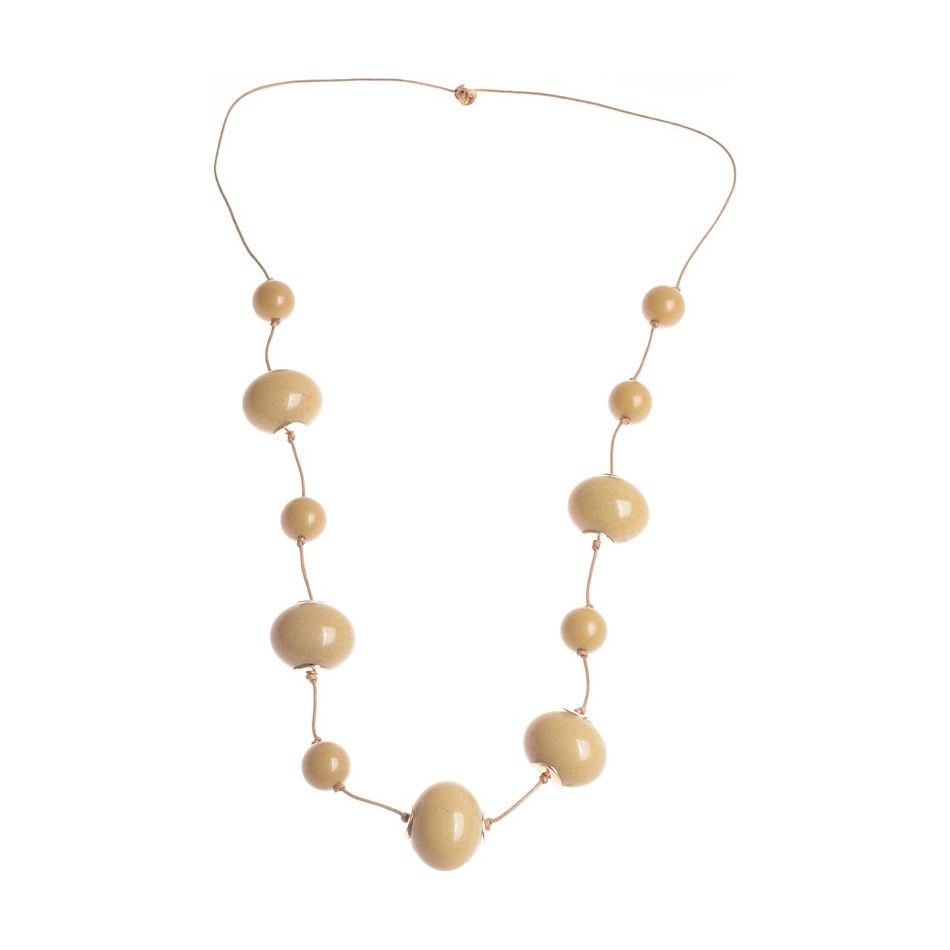 LONG CORD NECKLACE WITH RESIN BEADS
