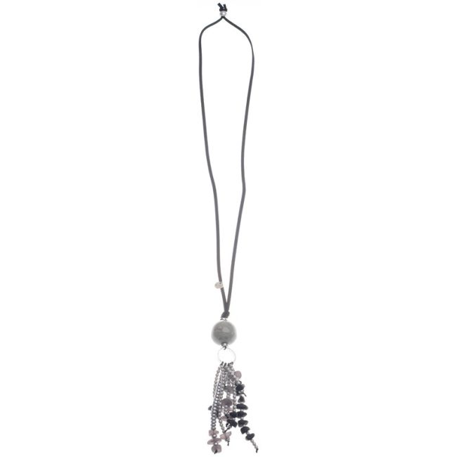 LONG NECKLACE PENDANT FRINGE BEADS