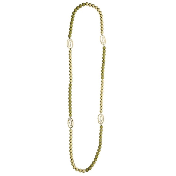 METAL SPIRAL RESIN BEADS LONG NECKLACE