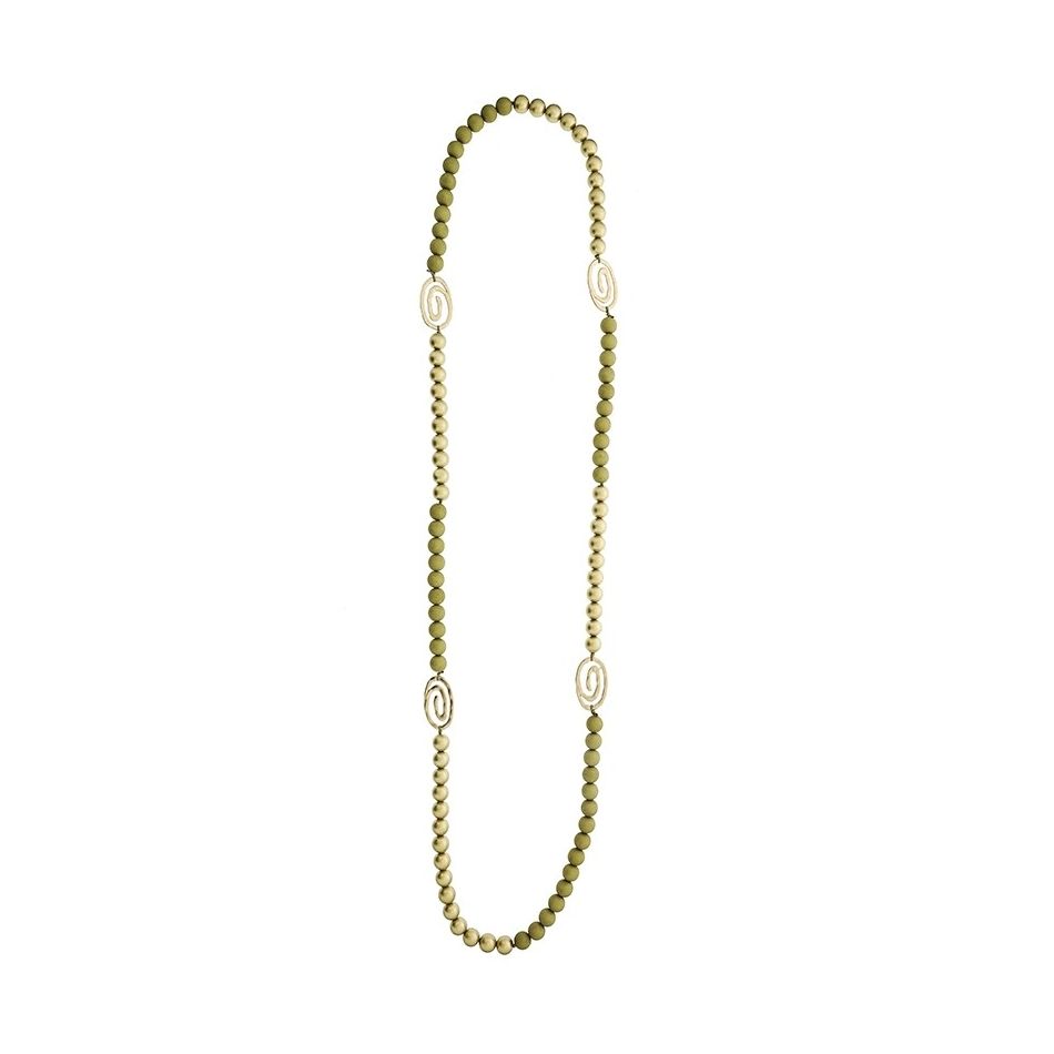 COLLAR LARGO CUENTAS RESINA ESPIRALES METAL