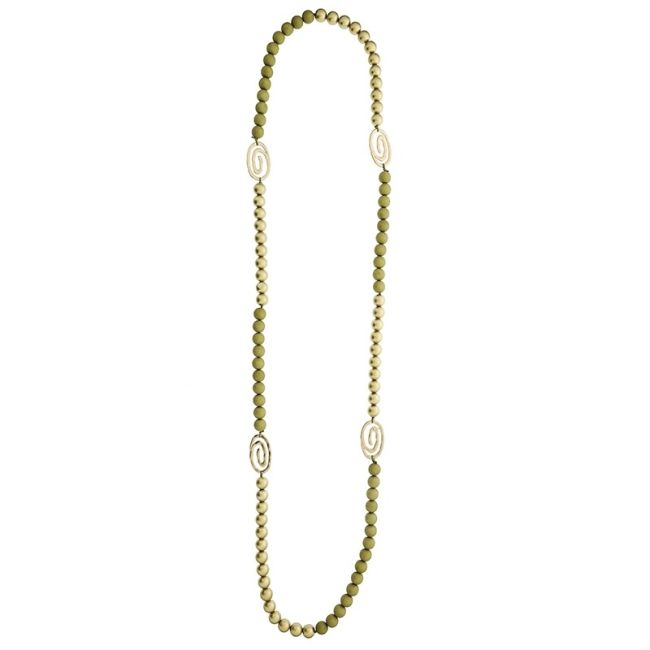 METAL SPIRAL RESIN BEADS LONG NECKLACE