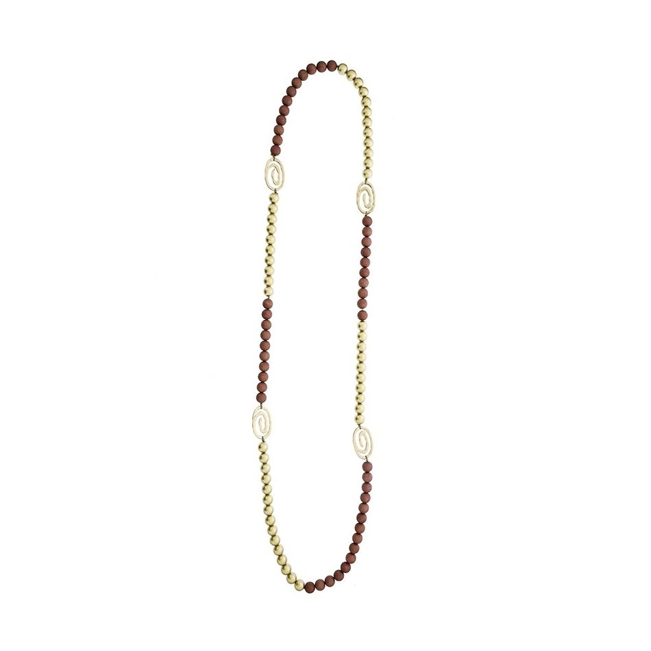 METAL SPIRAL RESIN BEADS LONG NECKLACE