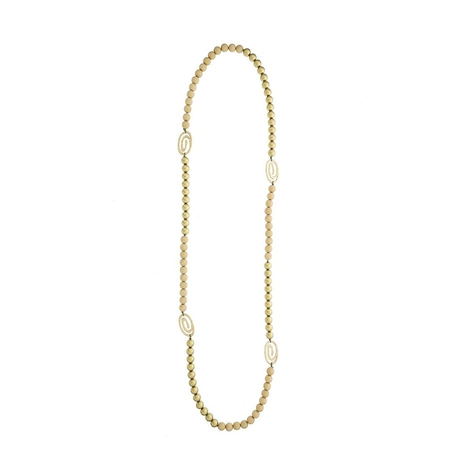 METAL SPIRAL RESIN BEADS LONG NECKLACE